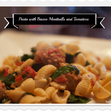 pasta with Bacon meatballs and tomatoes