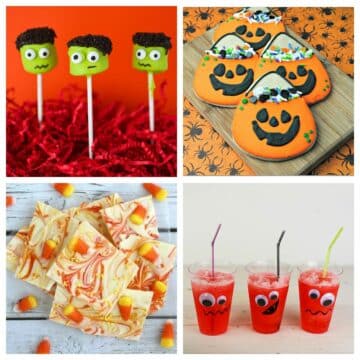 Halloween desserts in a collage.