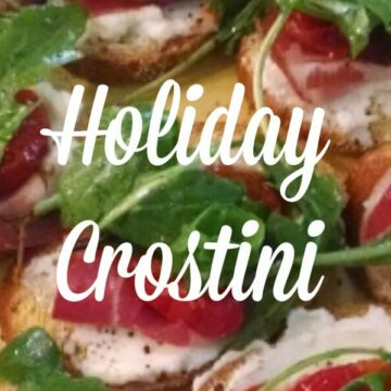 This holiday crostini recipe is perfect for Christmas with the colorful tomato and basil ingredients! Appetizers are always a hit at holiday parties, and it’s wise to have a vegetarian option. This is so easy, you’ll be out of the kitchen in no time!