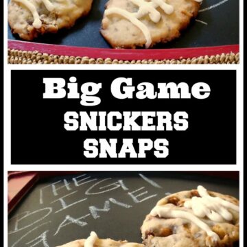 Need a great recipe to bring to that Big Game party? Why not make these Snickers Snaps Cookies? I love desserts that don’t need utensils, too, and you can grab these cookies and get back to the game!