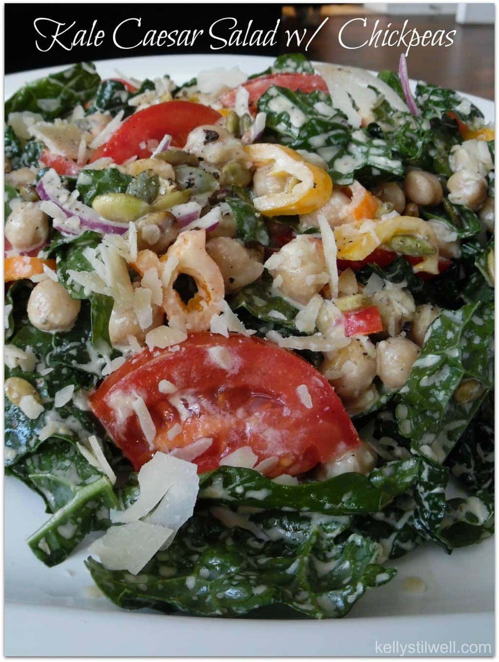 Daniel Fast Kale Caesar Salad with Chickpeas