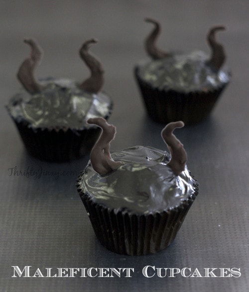 black cupcakes with horns coming out of top