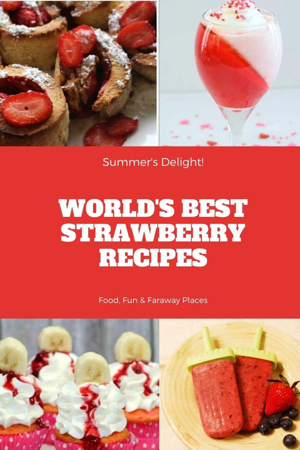 strawberry recipes on a Pinterest image