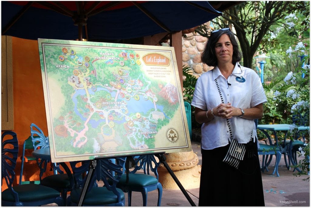 Woman next to sign in animal Kingdom.