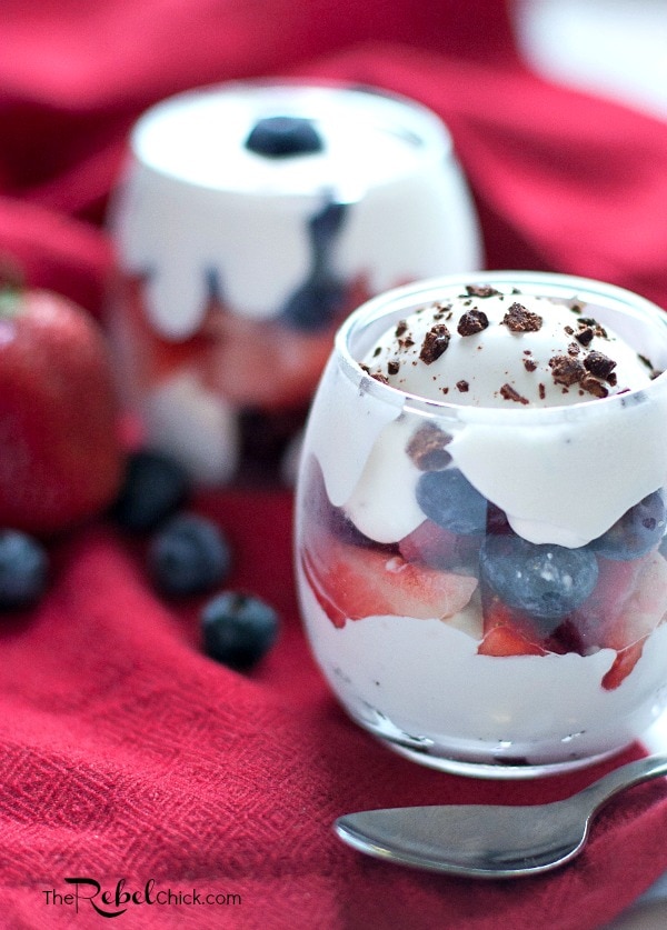 whipped cream and fruit in glass