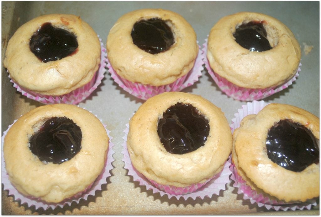 These peanut butter and jelly cupcakes are so delicious! They remind me of my childhood! They make a perfect dessert or treat for any gathering. The next time you have to bring food to an event, head to the kitchen and whip these up! Everyone will love them!