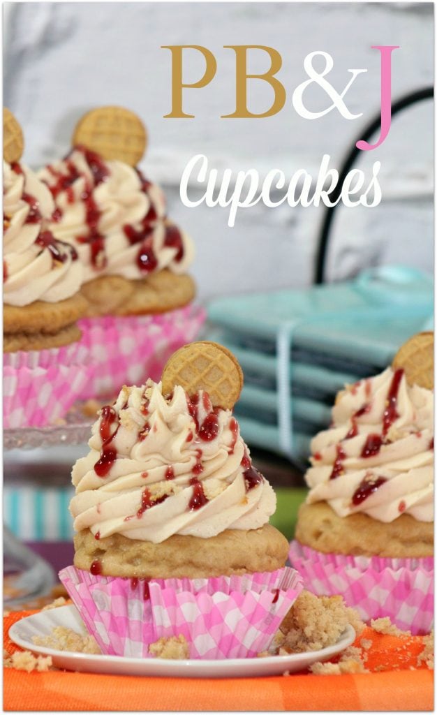  These peanut butter and jelly cupcakes are so delicious! They remind me of my childhood! They make a perfect dessert or treat for any gathering. The next time you have to bring food to an event, head to the kitchen and whip these up! Everyone will love them!