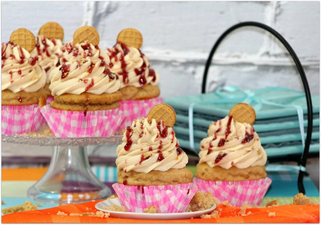  These peanut butter and jelly cupcakes are so delicious! They remind me of my childhood! They make a perfect dessert or treat for any gathering. The next time you have to bring food to an event, head to the kitchen and whip these up! Everyone will love them!