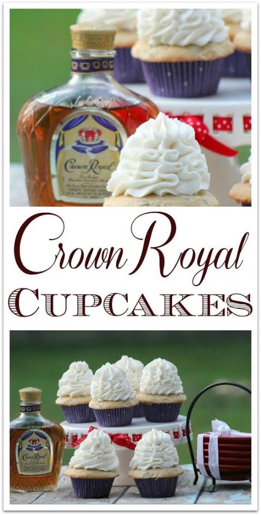 These delicious Crown Royal Cupcakes are the perfect dessert for your adult party! The flavor of the Crown Royal is subtle, with a hint of vanilla and fruit. The next time you need a recipe for something special to bring to a party, try this amazing sweet treat! 