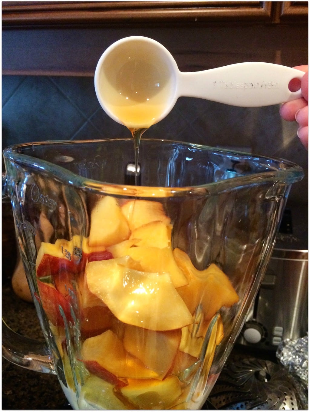 Peaches, pineapple, coconut milk, 