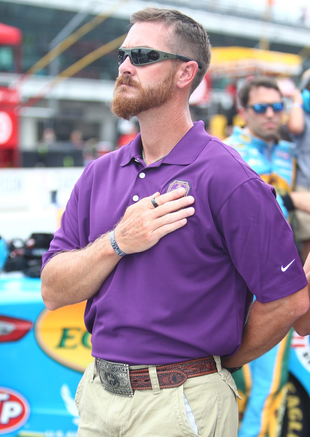 INDIANAPOLIS, IN - JULY 26:  Crown Royal "Your Hero's Name Here" winner and Brickyard 400 race namesake Jeff Kyle visits Indianapolis Motor Speedway July 26, 2015 in Indianapolis, Indiana.  (Photo by Marianna Massey/Getty Images for Crown Royal) *** Local Caption *** Jeff Kyle