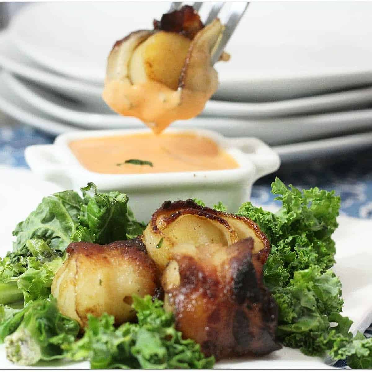 Bacon Wrapped Scallops with Dipping Sauce