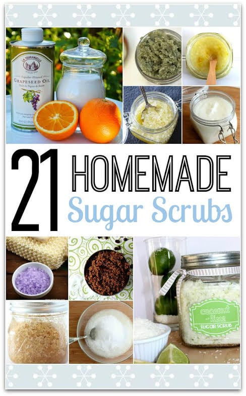 Collage of sugar scrubs.