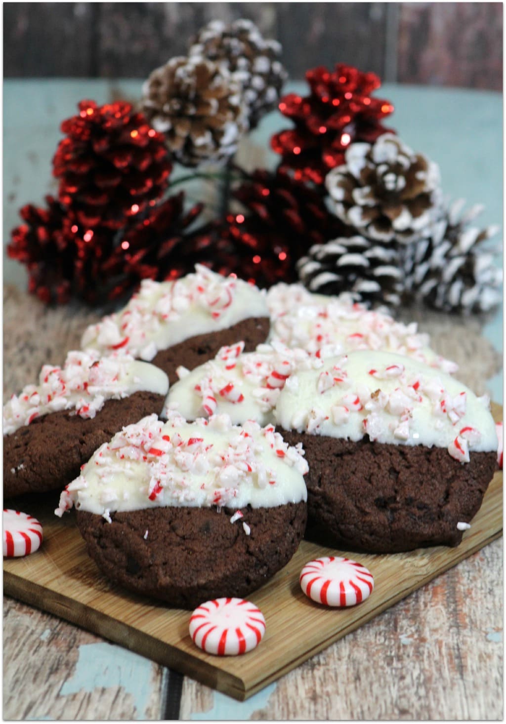 As soon as I get out my Christmas decorations I want to start baking Christmas desserts. Cookies and cupcakes are my favorites, and this recipe for Peppermint Mocha cookies is so easy and so delicious! 