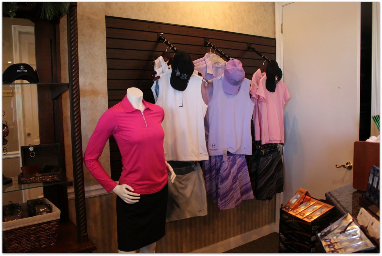 The golf shop at the Naples Grande Beach Resort had a great selection of clothing, hats, and everything else you might need, including clubs and shoes to rent, as well as instruction from PGA pros. 