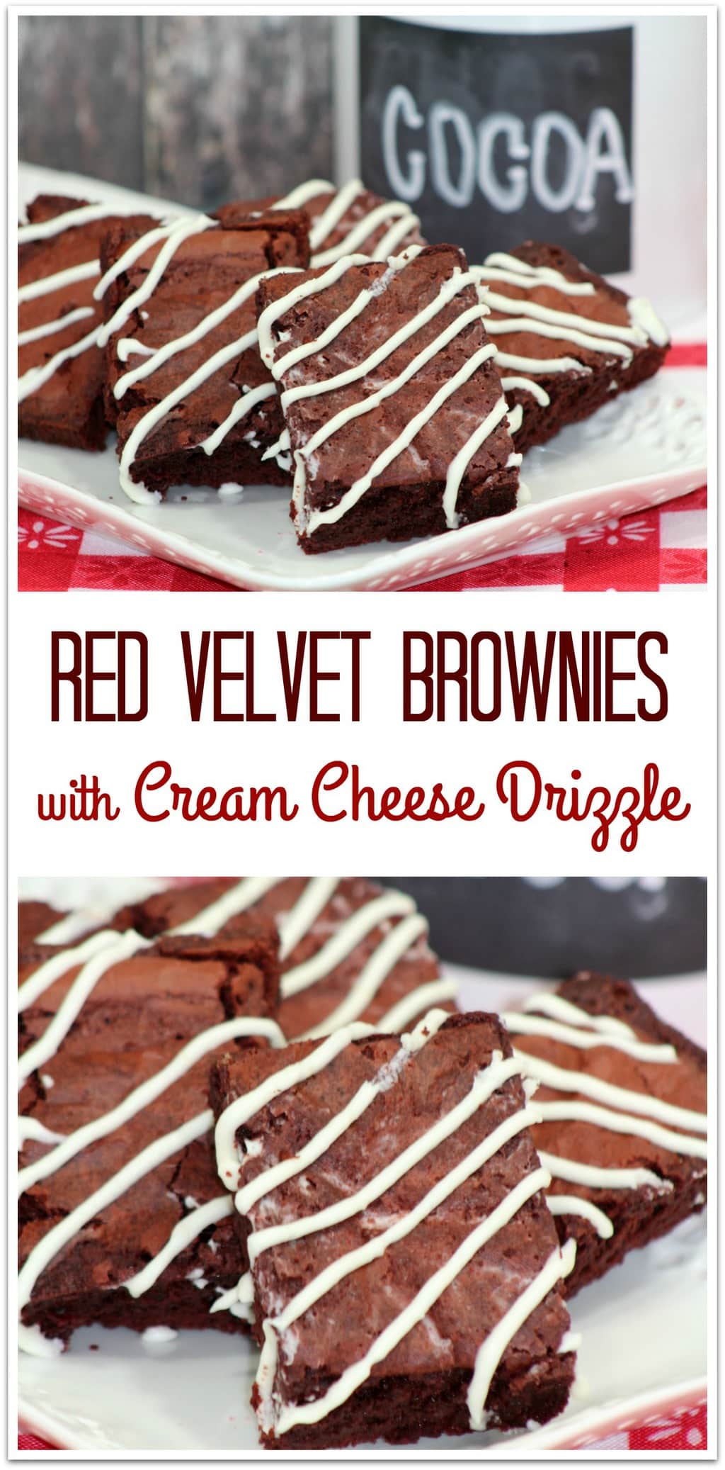 These Red Velvet Brownies are so easy to make and the flavor will knock your socks off! Chocolate and cream cheese go so well together, and you'll be out of the kitchen in no time! This is the perfect recipe for that Valentine's Day party, but is a great easy recipe for any occasion! 