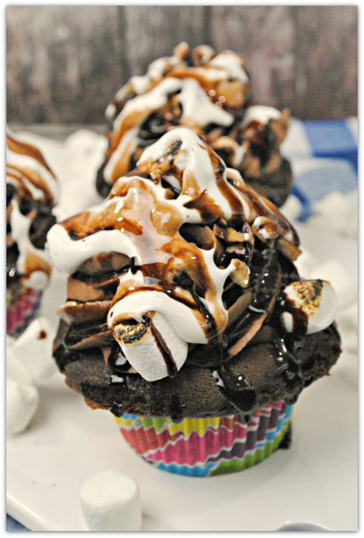 What could be better than Mudslide Cupcakes? There is one dessert I always want to order when it's on the menu, and that's a mudslide. However it's made, you know it's going to be good, right? I mean, when you combine chocolate, marshmallow fluff, toasted marshmallows, and crunchy walnuts, you just can't go wrong.