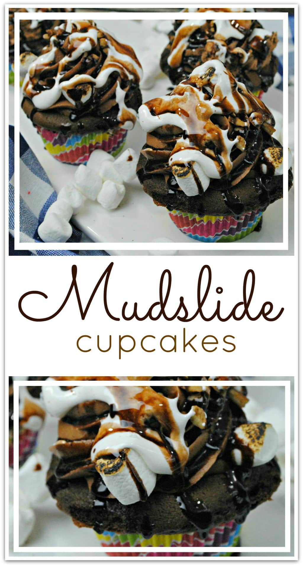 What could be better than Mudslide Cupcakes? There is one dessert I always want to order when it's on the menu, and that's a mudslide. However it's made, you know it's going to be good, right? I mean, when you combine chocolate, marshmallow fluff, toasted marshmallows, and crunchy walnuts, you just can't go wrong.