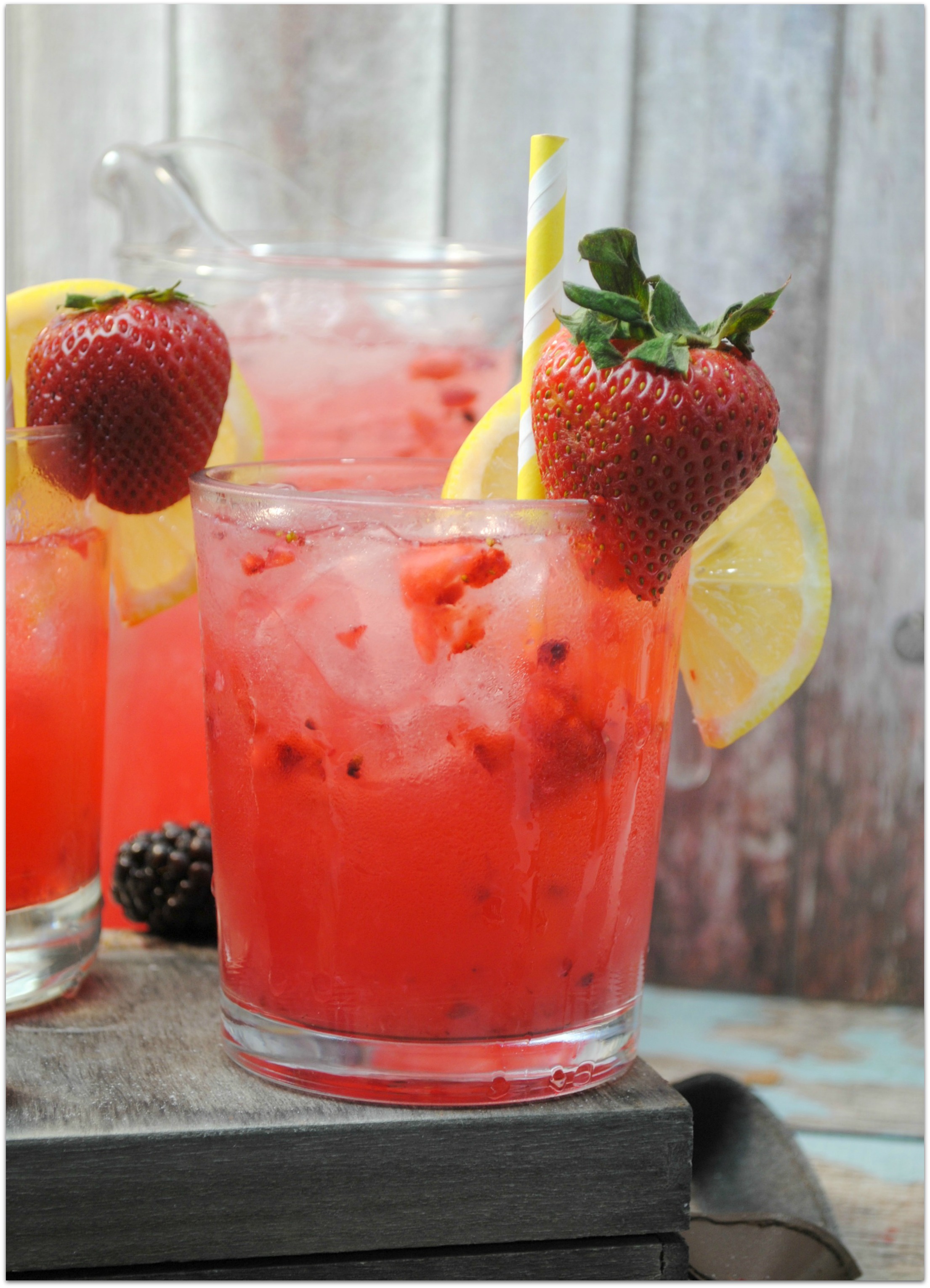 This refreshing triple berry lemonade is just what you need on a warm day, or anytime you feel like a cool and delicious drink! Such an easy recipe. The berries take lemonade to a whole new level, and the color makes for a beautiful presentation. Wow your guests with this easy beverage recipe at your next party!