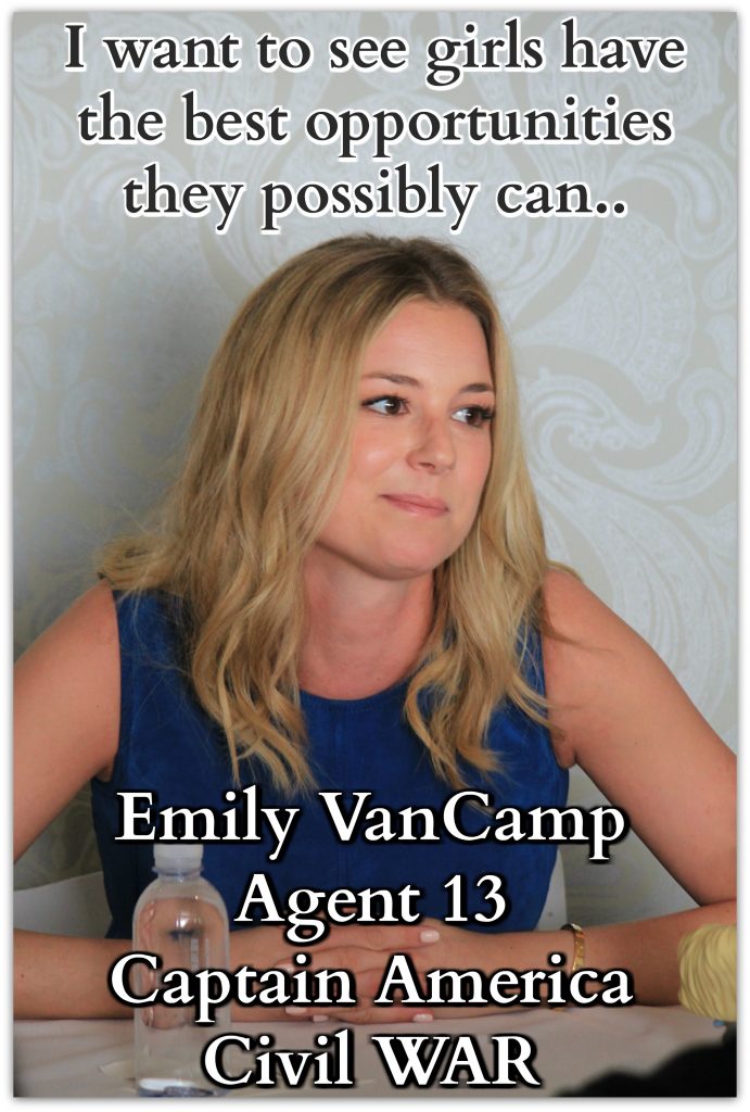 "I want to see girls have the best opportunities they possibly can and if I can inspire that in the tiniest way, I don’t see why I wouldn’t." Emily VanCamp on Captain America Civil War