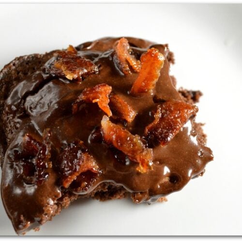 Candied bacon brownies? Yes, please! If you have not tried bacon and chocolate together, you are in for a treat! You know how salt and sweet pairs so well, right? The saltiness of the bacon and sweetness of the chocolate chips and chocolate buttercream in this easy recipe is to die for!