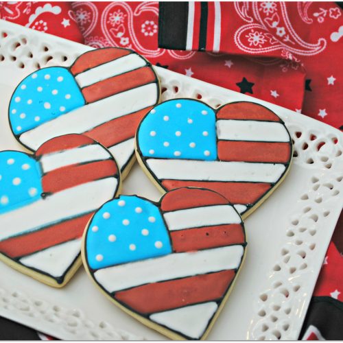red, white, and blue sugar cookies