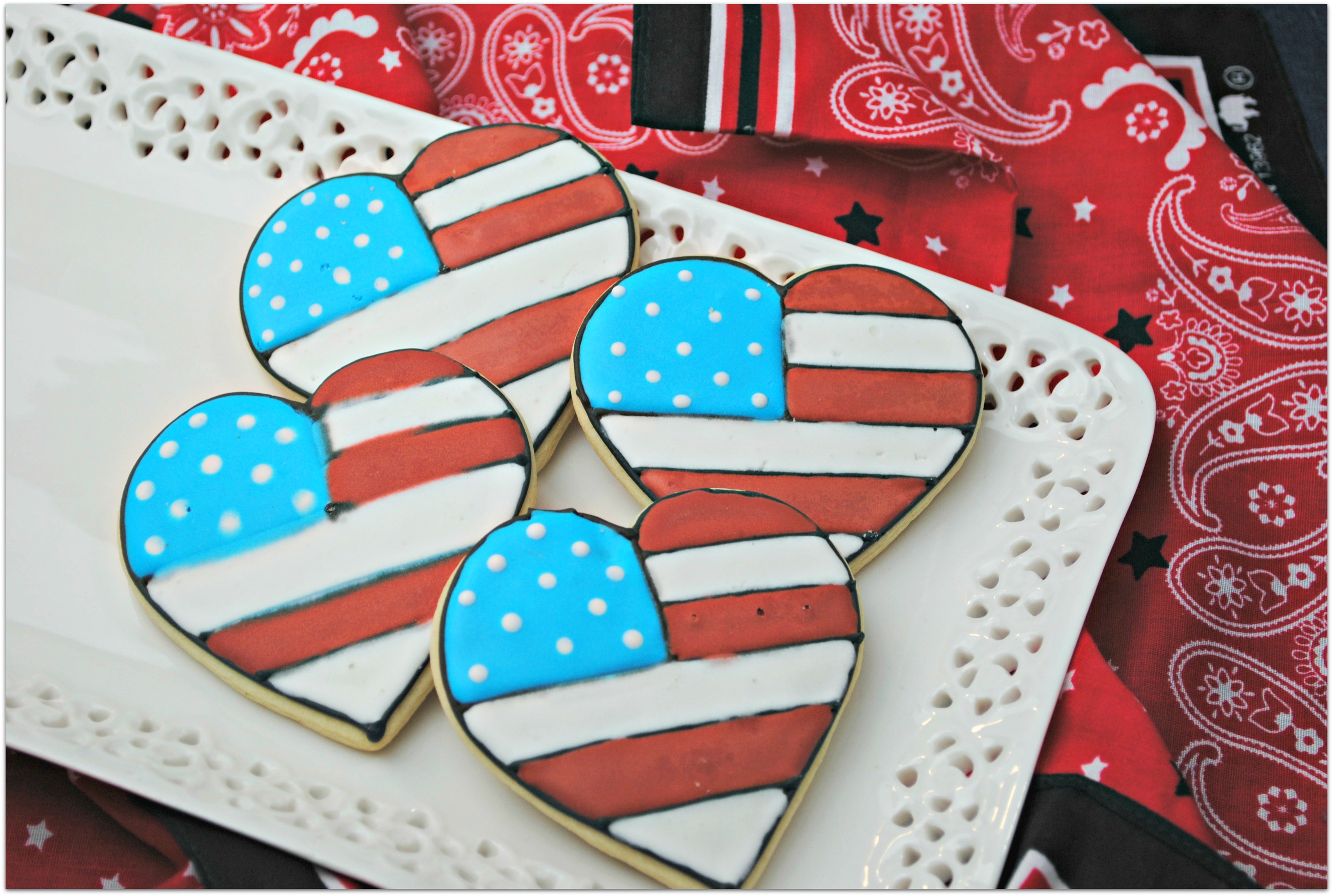 red, white, and blue sugar cookies