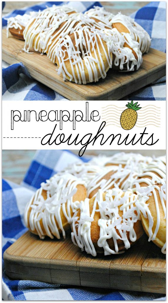 Doughnuts with crazy flavors are all the rage, and these Pineapple Doughnuts are the perfect easy recipe for a lazy weekend! Made with real pineapple and coconut, your family will love the tropical flavors.