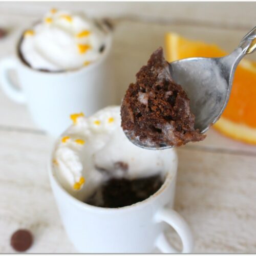 What could be better than a hot chocolate brownie mug cake shot? Add a hint of orange, and this dessert becomes heavenly.