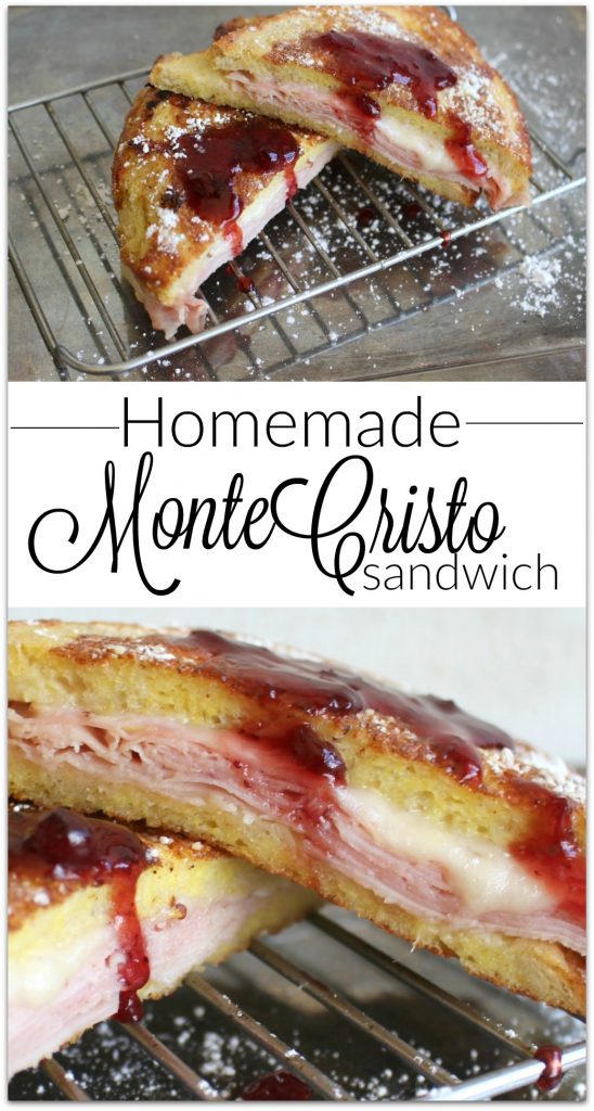 If you've had the Monte Cristo Sandwich, you know it's made like French toast. Slices of ham and Swiss cheese between two slices of bread, dipped in egg batter, browned, and sprinkled with powdered sugar. To top it off, there is a dipping sauce.