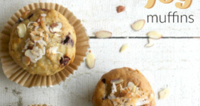 Muffins on a whit board for Pinterest graphic.