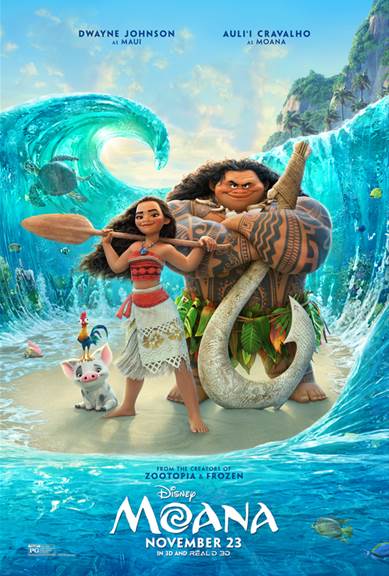 Walt Disney Animation Studios’ new feature film “Moana” is about an adventurous teenager who, with help from demigod Maui, sails out on a daring mission to prove herself a master wayfinder and save her people.