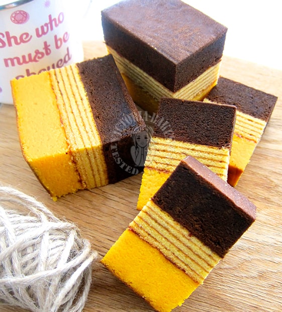 Yellow and brown layer cake from Indonesia.