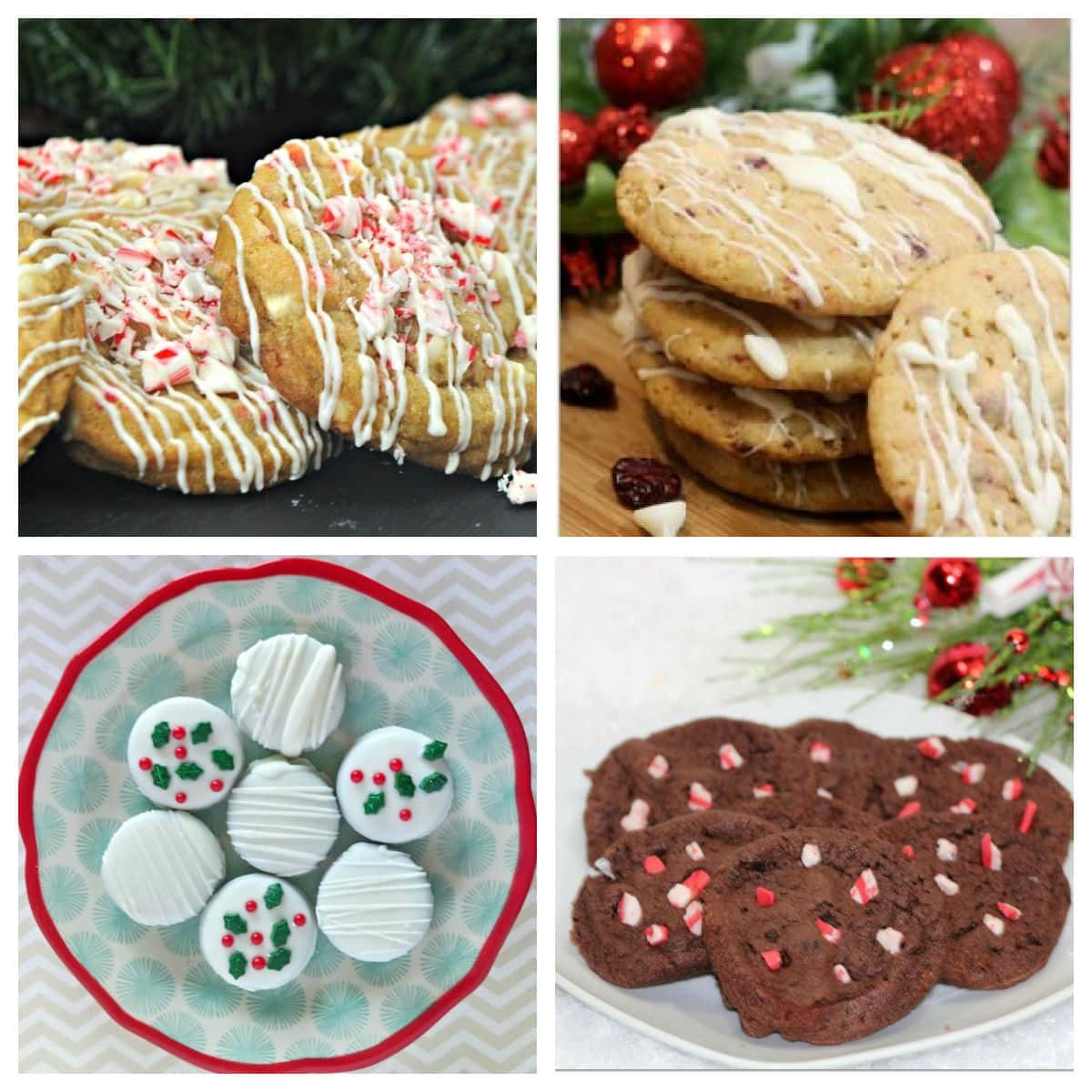 Collage of holiday cookies.