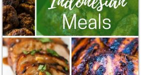 Indonesian meals for dinner in a collage.