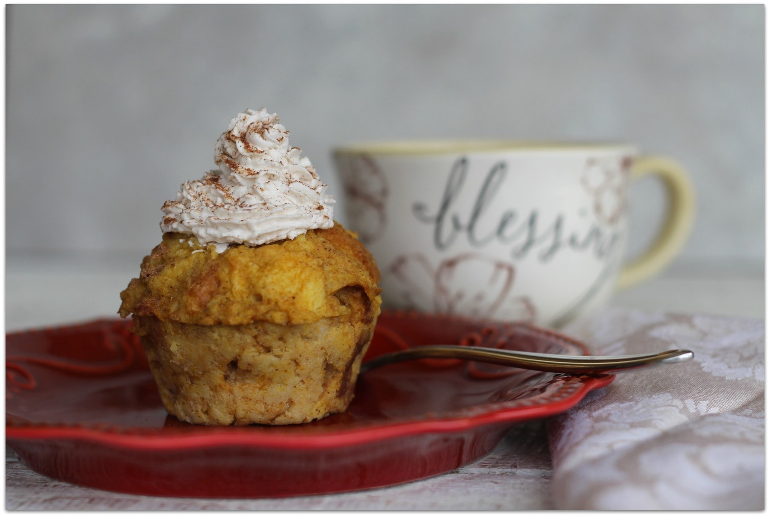 Pumpkin Bread Pudding with Pumpkin Spice Whipped Cream