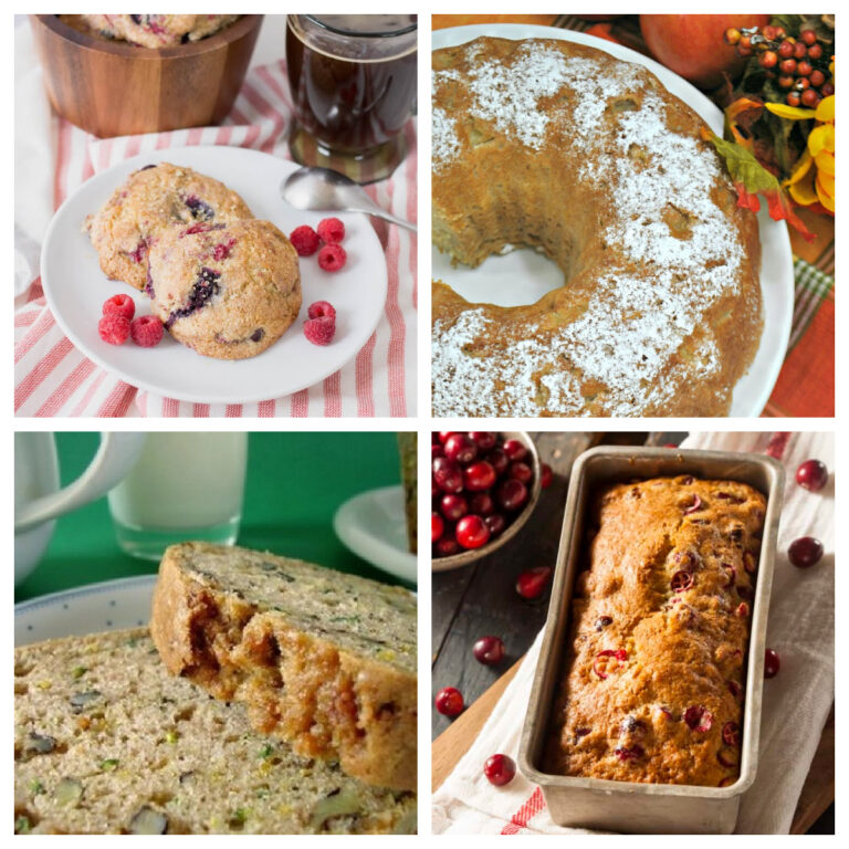 Collage of breakfast breads.