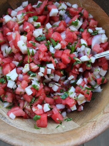 If you have sailed on a Carnival ship and eaten at the Blue Iguana, you probably remember the Watermelon Jicama Salsa. It's kind of unforgettable, to the point that I had to make it when I got home.