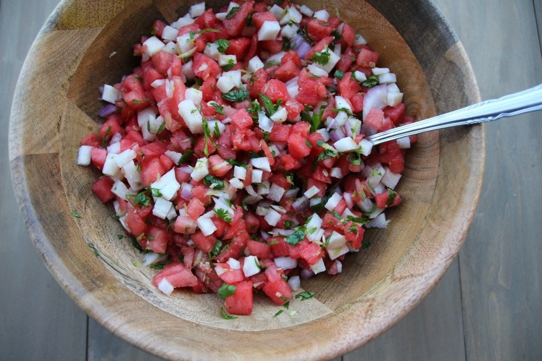 If you have sailed on a Carnival ship and eaten at the Blue Iguana, you probably remember the Watermelon Jicama Salsa. It's kind of unforgettable, to the point that I had to make it when I got home. 