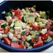 Greek cucumber and tomato salad with feta