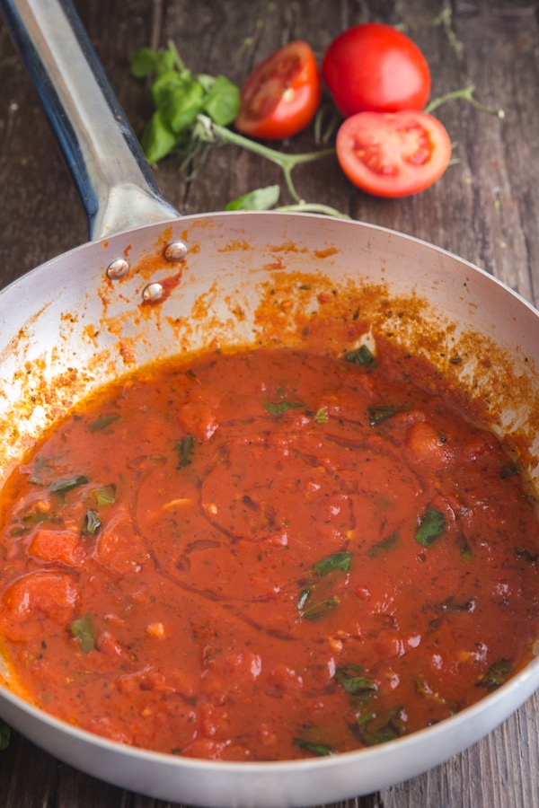 tomato sauce in a pan