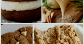 Gingerbread desserts in a collage for Pinterest.
