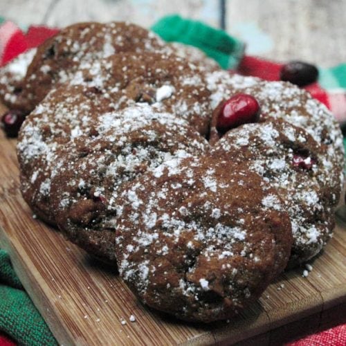 Gingerbread and cranberries with chocolate chips is not a pairing I would have thought to put together, but these fall flavors meld into something wonderful. I think once you try this, it will become your new favorite cookies recipe.