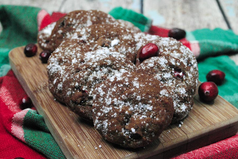 Gingerbread and cranberries with chocolate chips is not a pairing I would have thought to put together, but these fall flavors meld into something wonderful. I think once you try this, it will become your new favorite cookies recipe.