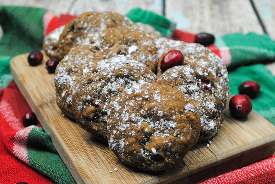 Gingerbread and cranberries with chocolate chips is not a pairing I would have thought to put together, but these fall flavors meld into something wonderful. I think once you try this, it will become your new favorite cookies recipe.