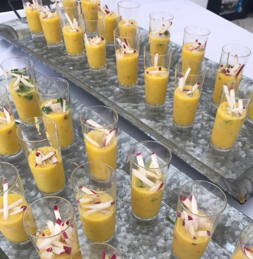Gazpacho in small glasses at Clearwater Beach Uncorked Wine Festival