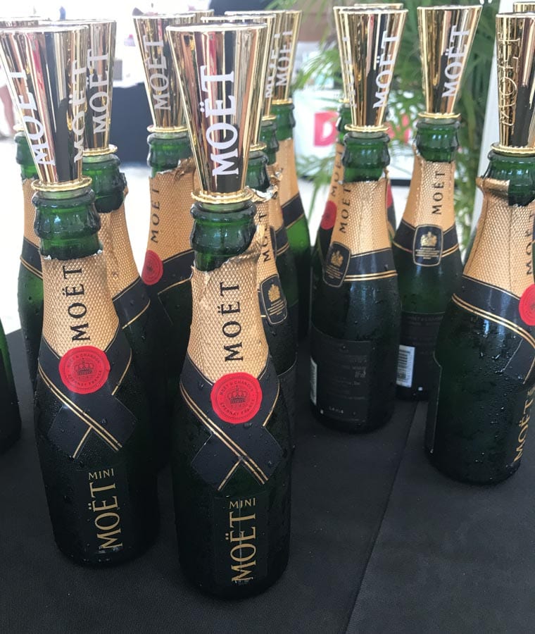 Mini bottles of Moet champagne.
