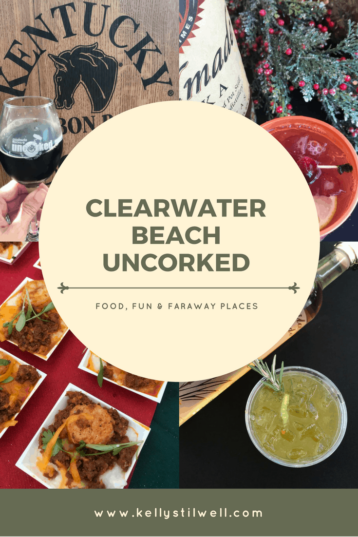 Clearwater Beach Uncorked Pinterest image with wine and cocktails.