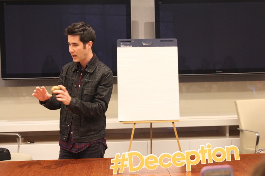 Chatting with Chris Fedak, Creator and Executive Producer of the new Deception TV show on ABC was pretty cool, but watching Co-Producer David Kwong show us how the magic really happens was absolutely fascinating.