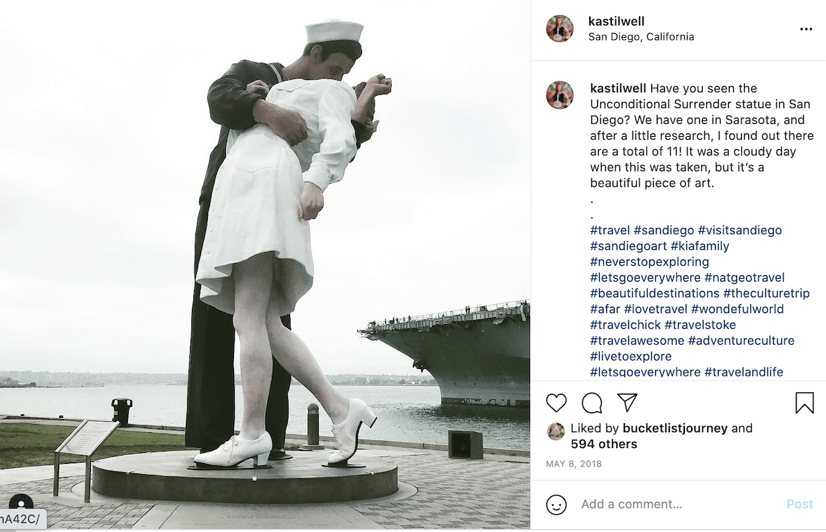 unconditional surrender statue in San Diego.